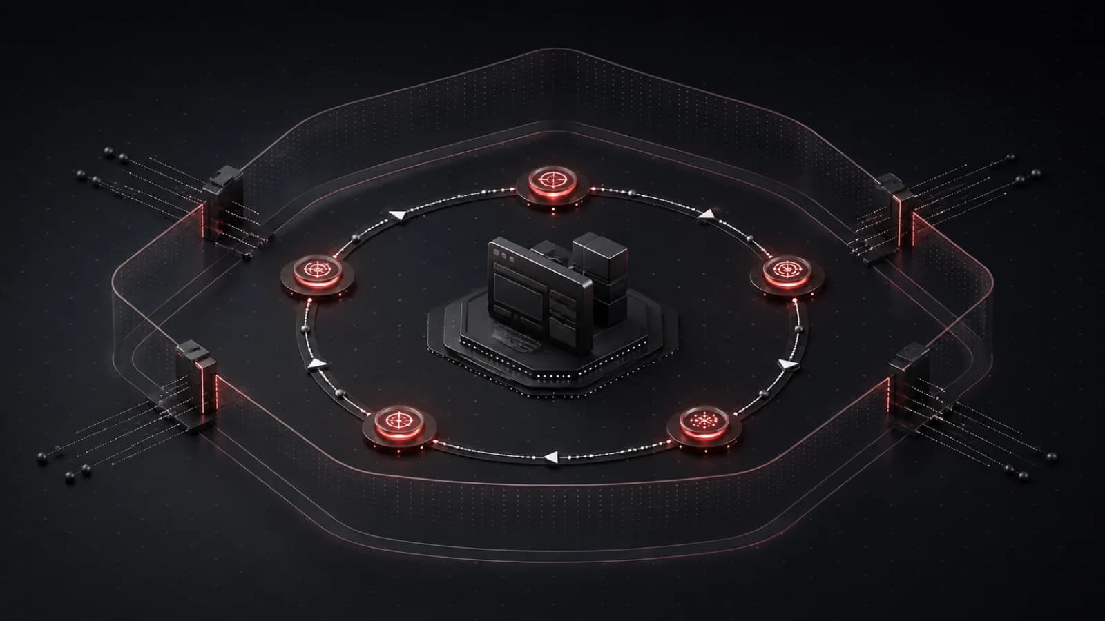 A continuous testing loop operating inside a clearly bounded security perimeter
