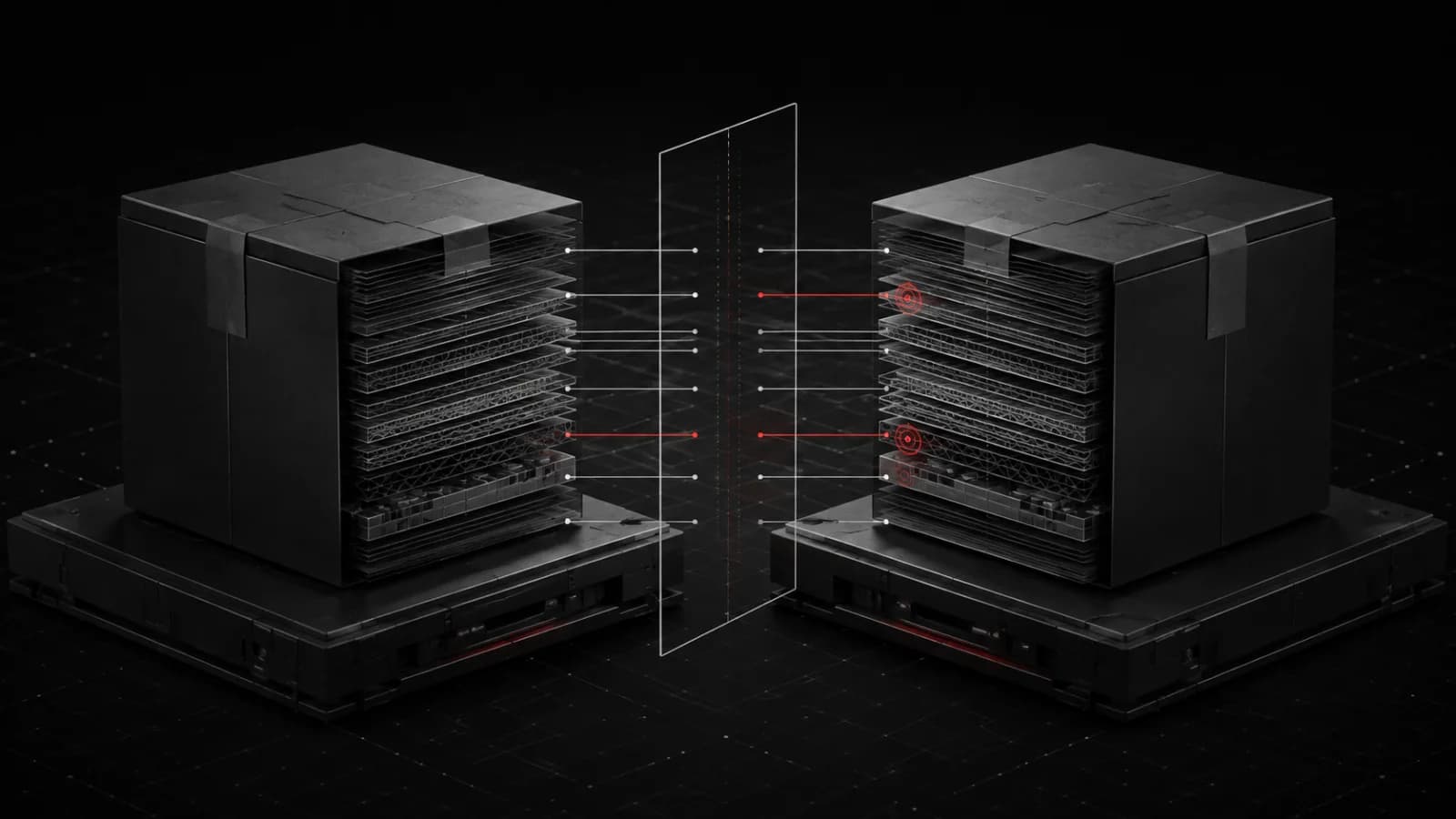 Two independently built package artifacts aligned for a detailed comparison